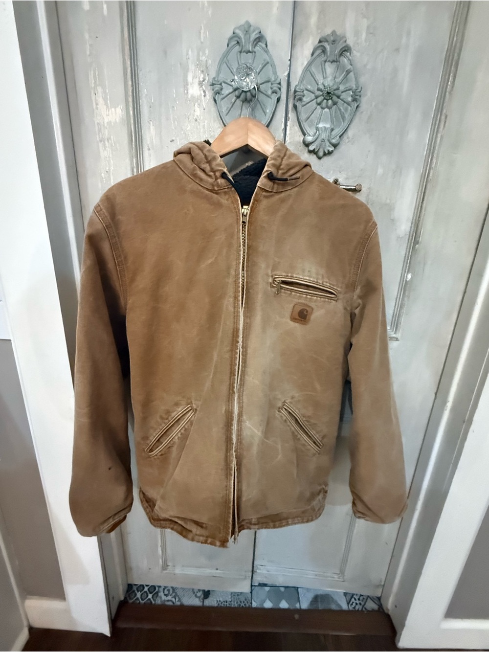 Carhartt Men's Tan Hooded Work Jacket